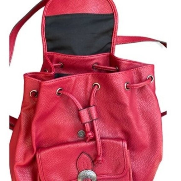 Urban Outfitters Red Western Backpack Faux Leather Boho Festival Bag nwot - Picture 7 of 11